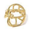 Rack Plating Brass Wire Wrap Cat Adjustable Rings for Women RJEW-Q777-03G-2