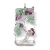 Rectangle Natural Green Aventurine & Amethyst Copper Wire Wrapped Chip Big Pendants G-E195-09P-01-1