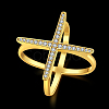 Brass Micro Pave Cubic Zirconia Criss Cross rings RJEW-BB39449-G-8-2