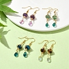 4 Pairs 4 Style Nature Mixed Gemstone Round Dangle Earrings EJEW-TA00332-2