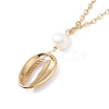 Natural Pearl Beads Natural Cowrie Shell Pendant Necklace for Teen Girl Women NJEW-JN03745-01-6