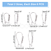 Unicraftale 18Pcs 3 Style 304 Stainless Steel Hoop Earrings Findings Kidney Ear Wires STAS-UN0038-20-3