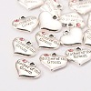 Wedding Theme Antique Silver Tone Tibetan Style Alloy Heart with Mother of the Groom Rhinestone Charms TIBEP-N005-17C-2