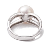 Round Natural Pearl Adjustable Rings RJEW-P113-09P-3