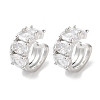 Oval Brass Cubic Zirconia Cuff Earrings for Women EJEW-E310-13P-1