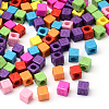 Mixed Letters Opaque Cube Acrylic Beads SACR-R886-16-1