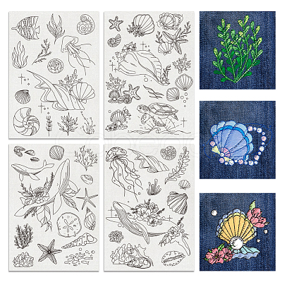 4 Sheets 11.6x8.2 Inch Stick and Stitch Embroidery Patterns DIY-WH0455-153-1