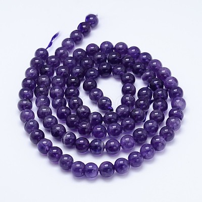 Natural Amethyst Round Bead Strands X-G-M212-6mm-01B-1