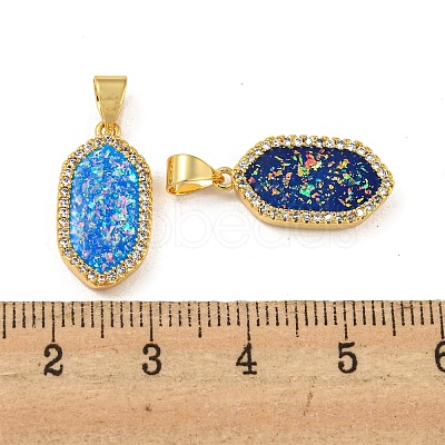 Brass Pendants Micro Pave Cubic Zirconia with Synthetic Opal KK-K356-10G-1