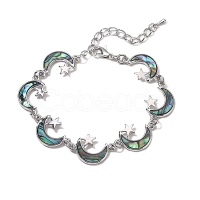 Moon Natural Abalone Shell/Paua Shell Link Bracelets for Women FS5984-1-1