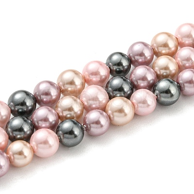 Electroplated Shell Pearl Beads Strands SHEL-F008-03A-12-1