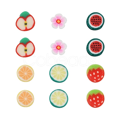 1800Pcs 6 Style Fruit Theme Handmade Polymer Clay Nail Art Decoration CLAY-YW0001-23-1