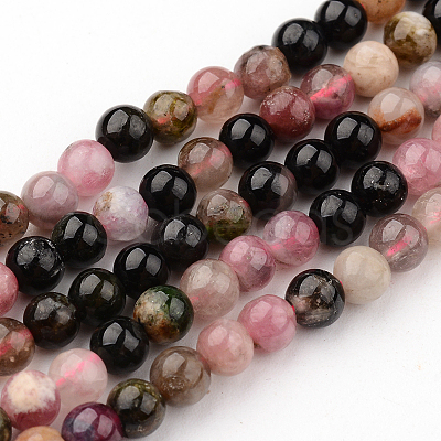 Natural Tourmaline Round Bead Strands G-F269-05-8mm-1