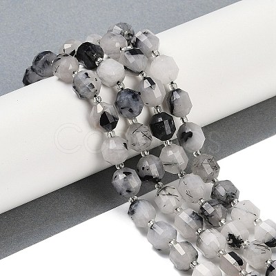 Natural Black Rutilated Quartz Beads Strands G-O201B-136G-1