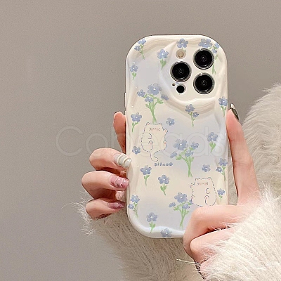 Tulip Cat Pattern TPU Plastic Mobile Phone Cover PW-WGD8F46-07-1