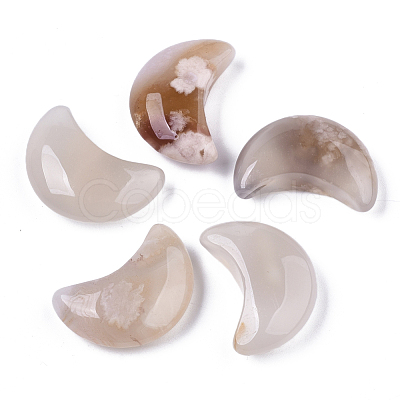 Moon Shape Natural Cherry Blossom Agate Healing Crystal Pocket Palm Stones G-T132-001H-1