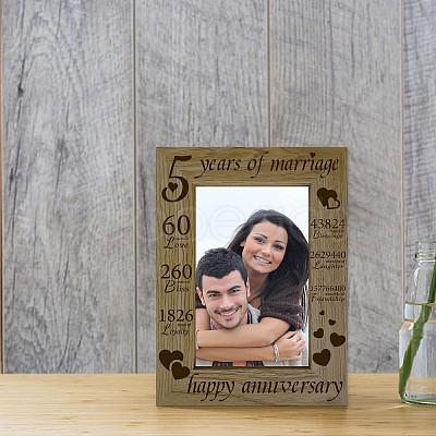 5 Years of Marriage Natural Wood Photo Frames AJEW-WH0292-031-1