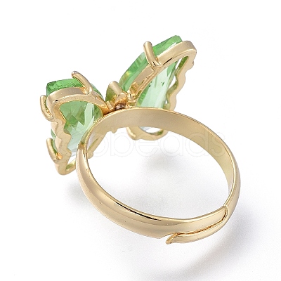 Adjustable Brass Glass Finger Rings RJEW-P148-A01-05-1