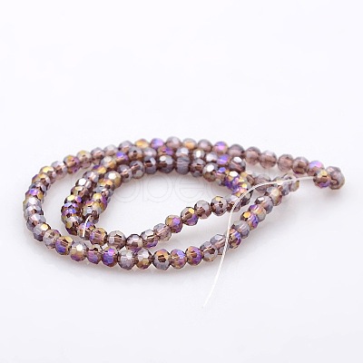 AB Color Plated Glass Faceted(32 Facets) Round Beads Strands GLAA-A027-3mm-AB05-1