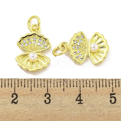 Rack Plating Brass Micro Pave Clear Cubic Zirconia Pendants KK-B091-11-1