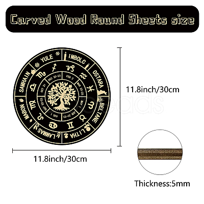 Carved Wood Round Sheets AJEW-WH0333-002-1