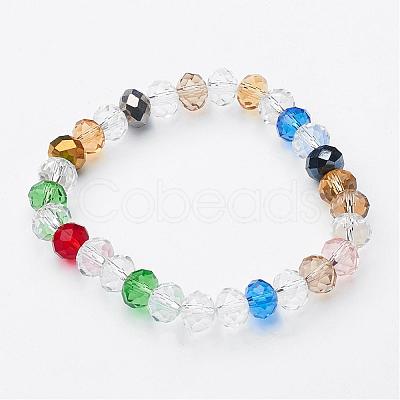 Faceted Glass Stretch Bracelets BJEW-F235-03-1