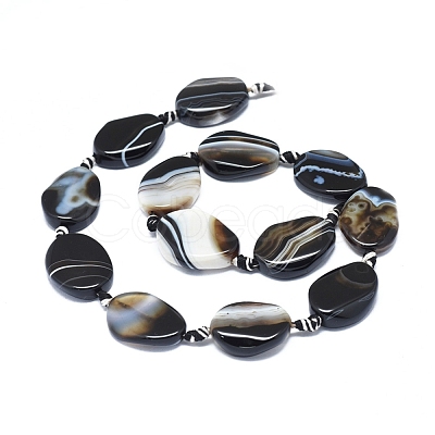 Natural Black Agate Beads Strands G-L544-011B-1