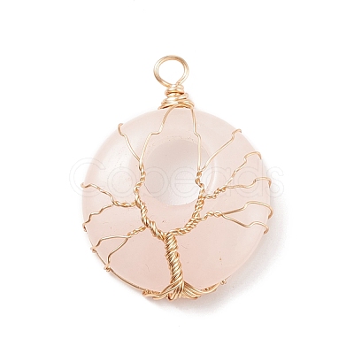 Natural Rose Quartz Pendants PALLOY-JF01554-1