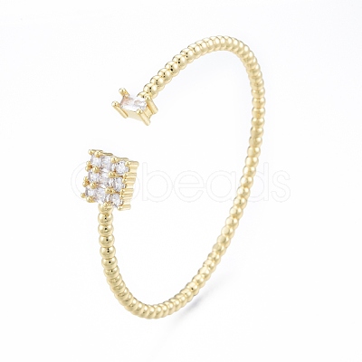 Brass Micro Pave Cubic Zirconia Cuff Bangles BJEW-P276-02G-1