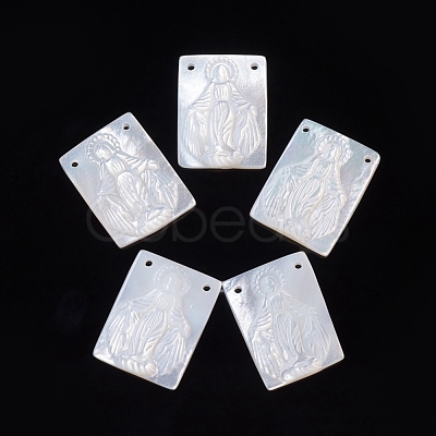 Natural White Shell Pendants SSHEL-D083-28-1