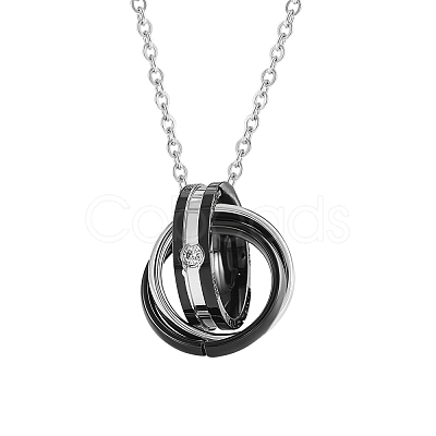 Men's 3 Circles Interlocking Pendant Necklace JN1012B-1