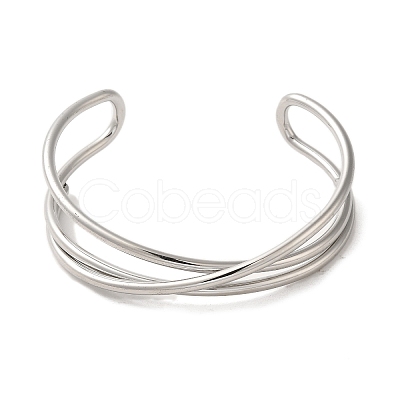 Non-Tarnish 304 Stainless Steel Wire Wrap Cuff Bangles BJEW-Q773-06B-P-1