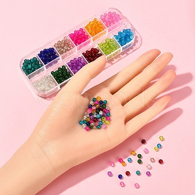 540Pcs 12 Colors Spray Painted Crackle Glass Beads Strands CCG-YW0001-08-1