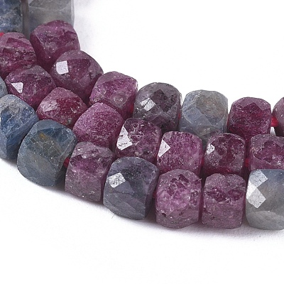 Natural Red Corundum/Ruby and Sapphire Beads Strands G-L537-028-1