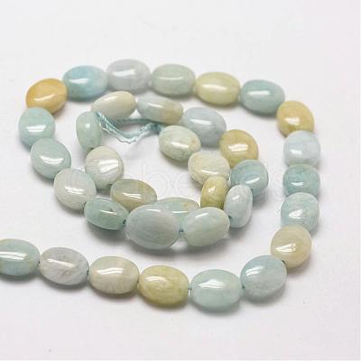 Oval Natural Aquamarine Bead Strands G-O139-02C-1