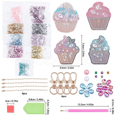 Cake Shape DIY 5D Diamond Painting Keychain DIY-WH0161-94-1