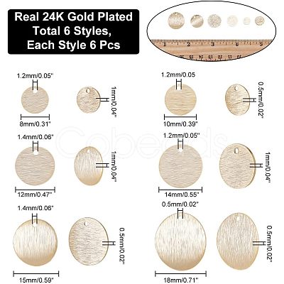 HOBBIESAY 36Pcs 6 Style Brass Pendants KK-HY0001-30-1