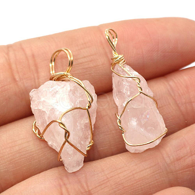 Raw Rough Natural Rose Quartz Pendants FIND-PW0020-04E-1