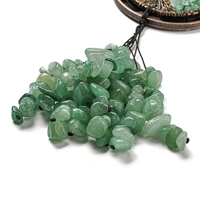 Natural Green Aventurine Chip Tree of Life Pendants Decoration G-F733-06G-1