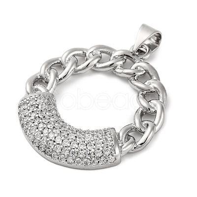 Rack Plating Brass Micro Pave Cubic Zirconia Pendants KK-M021-07P-1