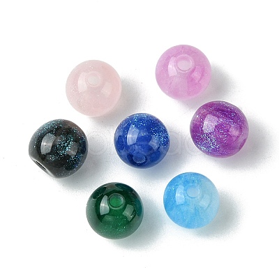 25Pcs Round Imitation Cat Eye Resin Beads RESI-FS0001-65E-1