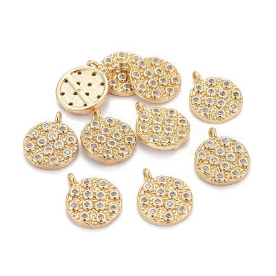 Brass Micro Pave Cubic Zirconia Pendants KK-D156-05G-D-1