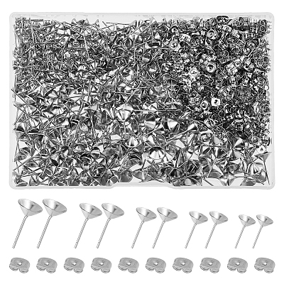 DICOSMETIC 500Pcs 5 Size 304 Stainless Steel Post Stud Earring Settings STAS-DC0014-77-1