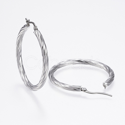 Tarnish Resistant 304 Stainless Steel Hoop Earrings EJEW-H322-17P-1