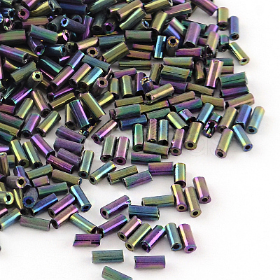 Plated Glass Bugle Beads SEED-R011-703-1