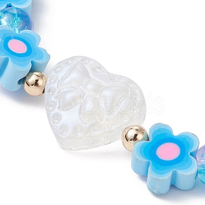 Handmade Flower Polymer Clay Stretch Bracelets BJEW-JB09825-01-1