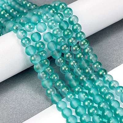 Frosted Transparent Glass Bead Strands GLAA-P065-6mm-08-1