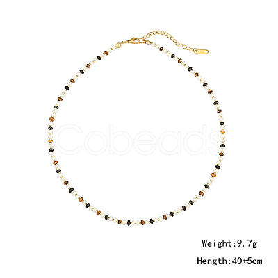 Natural Tiger Eye Beaded Necklace PM6114-1-1