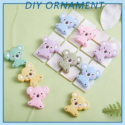 12Pcs 6 Styles Koala Silicone Beads JX661A-1