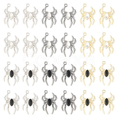 Pandahall 24Pcs 6 Color Glass Spider Pendant FIND-TA0003-07-1